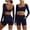 Navy, variant on Workout 2 Piece Sets for Women Panel Long Sleeve Halter Crop Top and Butt-lifting Shorts Outfits Slim Quick Dry Sport Sets