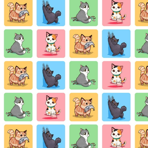 Kawaii Cute Cats Being Bad Premium Roll Gift Wrap Wrapping Paper
