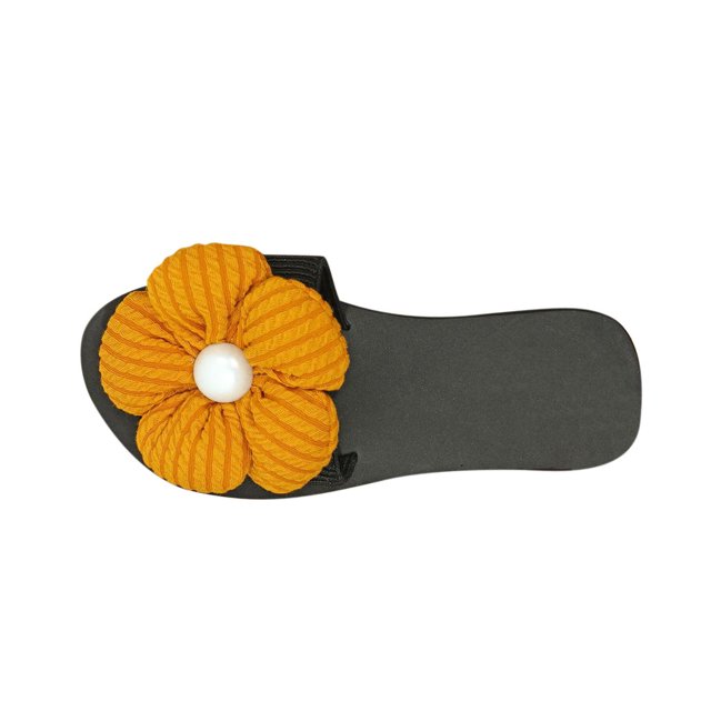 New Ladys Slippers Flower Platform Wedge Open Toe Arch Support Comfortable Non-Slip Fashionable Vacation Beach Summer EVA Slippers Yellow
