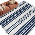 thumbnail image 2 of Navy Blue Striped Area Rug 5x8 FT, Non Slip Bedroom Throw Carpet, Farmhouse Geometric Stripe Washable Soft Floor Carpet Non-Shedding Rug for Living Room Nursery Dorm Office, 2 of 9