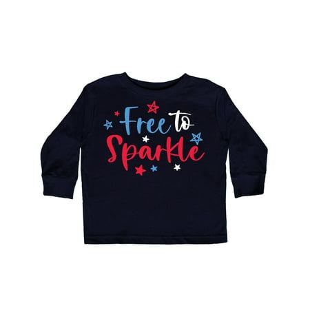 

Inktastic 4th of July Free to Sparkle in Red White and Blue Gift Toddler Boy or Toddler Girl Long Sleeve T-Shirt