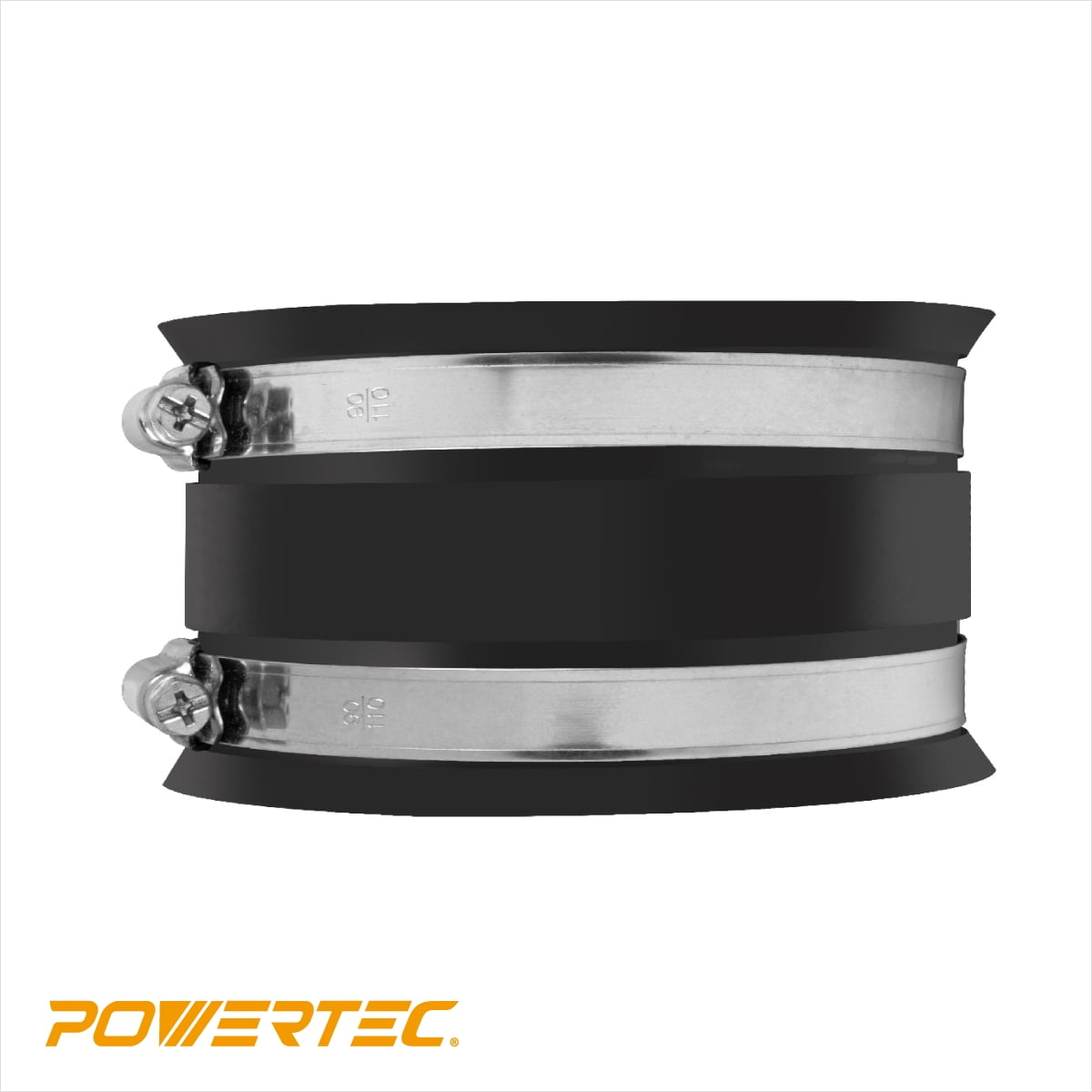 POWERTEC 6PK 4 Inch Dust Control Flex Cuff with Steel Hose Clamps, Hose Connector Rubber Cuff Coupler for Woodworking Dust Collection Fittings, Dust Collector Accessories & Machinery (70149-P6)