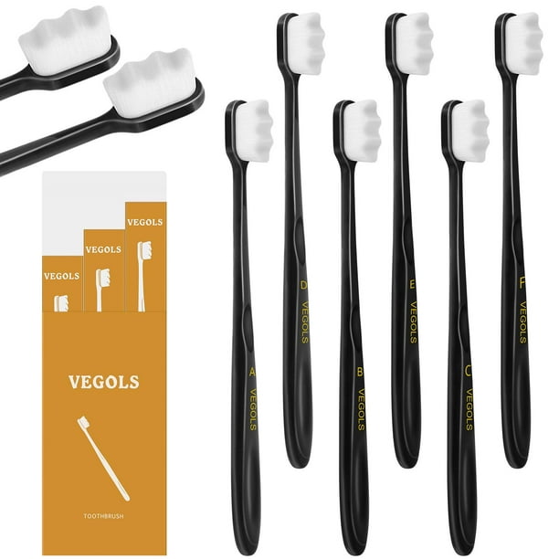 VEGOLS Adult Extra Soft Toothbrush with 20000 Soft Bristles, (Pack of 6)  Micro Nano Manual Toothbrushes for Protect Sensitive Gums, Black/White :  : Health & Personal Care