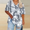 thumbnail image 2 of NSLGXD Women's Plus Size T Shirts Dressy Casual V Neck Short Sleeve Tops Fashion Gradient Graphic Tees Breathable Holiday Tshirts XL-5XL Gray Top, 2 of 6