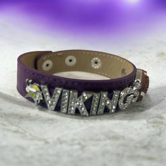 Minnesota rhinestone football purple charms bracelet/ football mom/