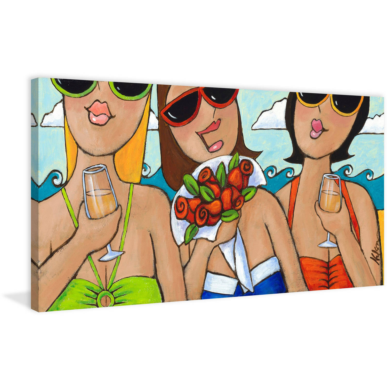 Marmont Hill 'Beachy Keen Bouquet' by Janet Nelson Painting Print on Wrapped Canvas