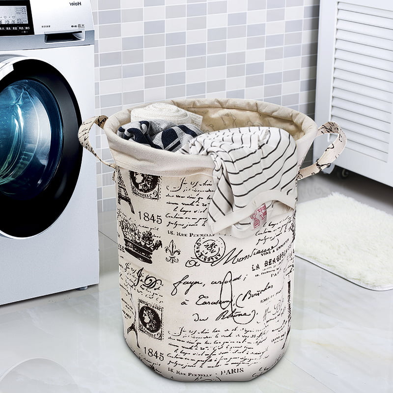 Foldable Cotton Linen Washing Clothes Laundry Basket Sorter Bag Hamper Storage 