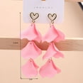 thumbnail image 6 of Yesbay 1 Pair Women Hanging Earrings Flower Shape Petal Tassel Hollow Heart Lady Ear Jewelry Prom Beach Dangle Earrings, 6 of 8
