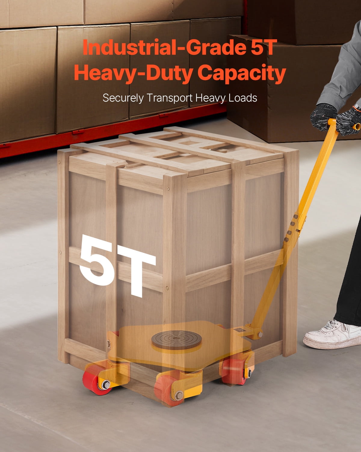 KFFKFF Equipment Dolly, 8800 lbs Equipment Moving Dolly, Equipment Transport Dolly with 360° Turning Capability and PU Pivot Wheels, Robust Industrial Equipment Transporter with Handle for Warehouse