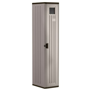 Suncast 72" Resin Outdoor Storage Cabinet with 3 Shelves, Platinum Metallic
