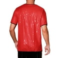 thumbnail image 3 of INSPIRE CHIC Men's Metallic Short Sleeved Club Rave Party Sequins Sparkly T-Shirt XL Red, 3 of 5