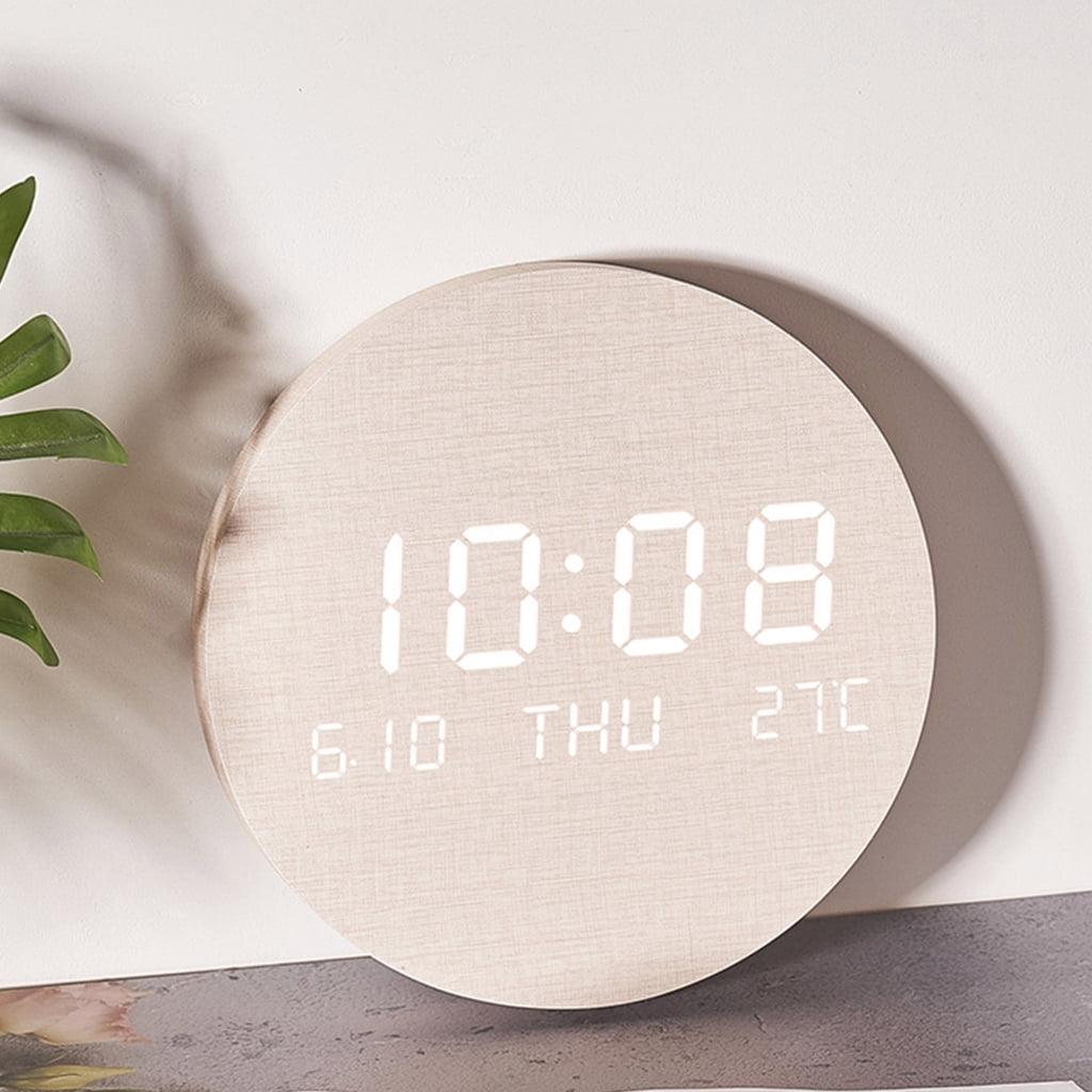 Jesscasday LED Wall Clock with Temperature Date Display Quiet Operate for Bedroom Office