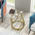thumbnail image 3 of O&K FURNIYURE Modern Glass End Table, Round Side Table with Gold Metal Frame, 24'' Accent End Table for Couch and Living, Bedroom, Office, 3 of 7