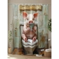 thumbnail image 4 of Funny Animal Shower Curtain, Pig Sitting on Toilet Pig Playing Phone Waterproof Shower Curtain Set with 12 Hooks Lightweight Washable Fabric Shower Curtains for Bathroom 48x72 Inches, 4 of 6