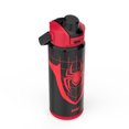 thumbnail image 4 of Zak Designs 20oz Spiderman Kids Straw Water Bottle, Stainless Steel Vacuum Insulated Liberty Bottle with Easy-Open Locking Spout Cover for Travel, Built in Carry Handle, 4 of 11