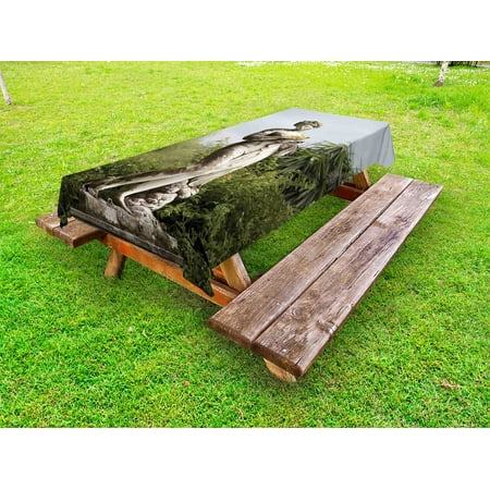 

Sculptures Outdoor Tablecloth Sculptured Figure Greenery on the Grounds of Achillion Palace Corfu Island Decorative Washable Fabric Picnic Tablecloth 58 X 120 Inches Green Beige by Ambesonne