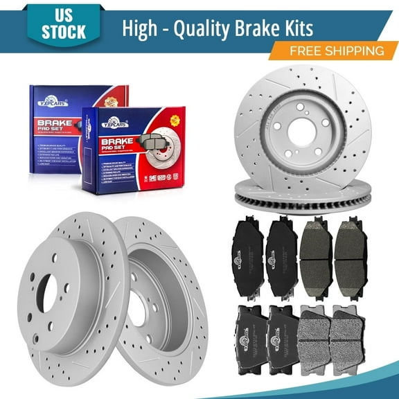 YXPCARS 12PCS Brake Kits, Brake Rotors Ceramic Brake Pads for Toyota RAV4 2006-2018, Front Rear (31434, 31443, D1211, D1212)