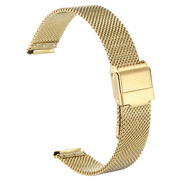 Uxcell Stainless Steel Mesh Watch Band 15mm Quick Release Adjustable Metal Replacement Watch Strap for Men Women, Gold