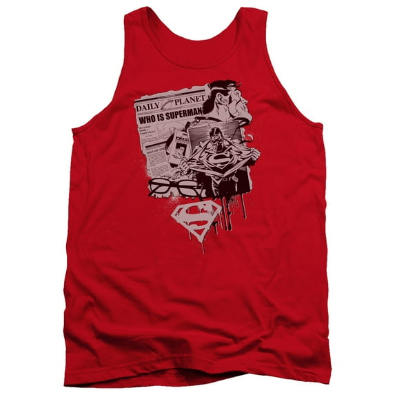 Superman Identity Adult Tank Top Red