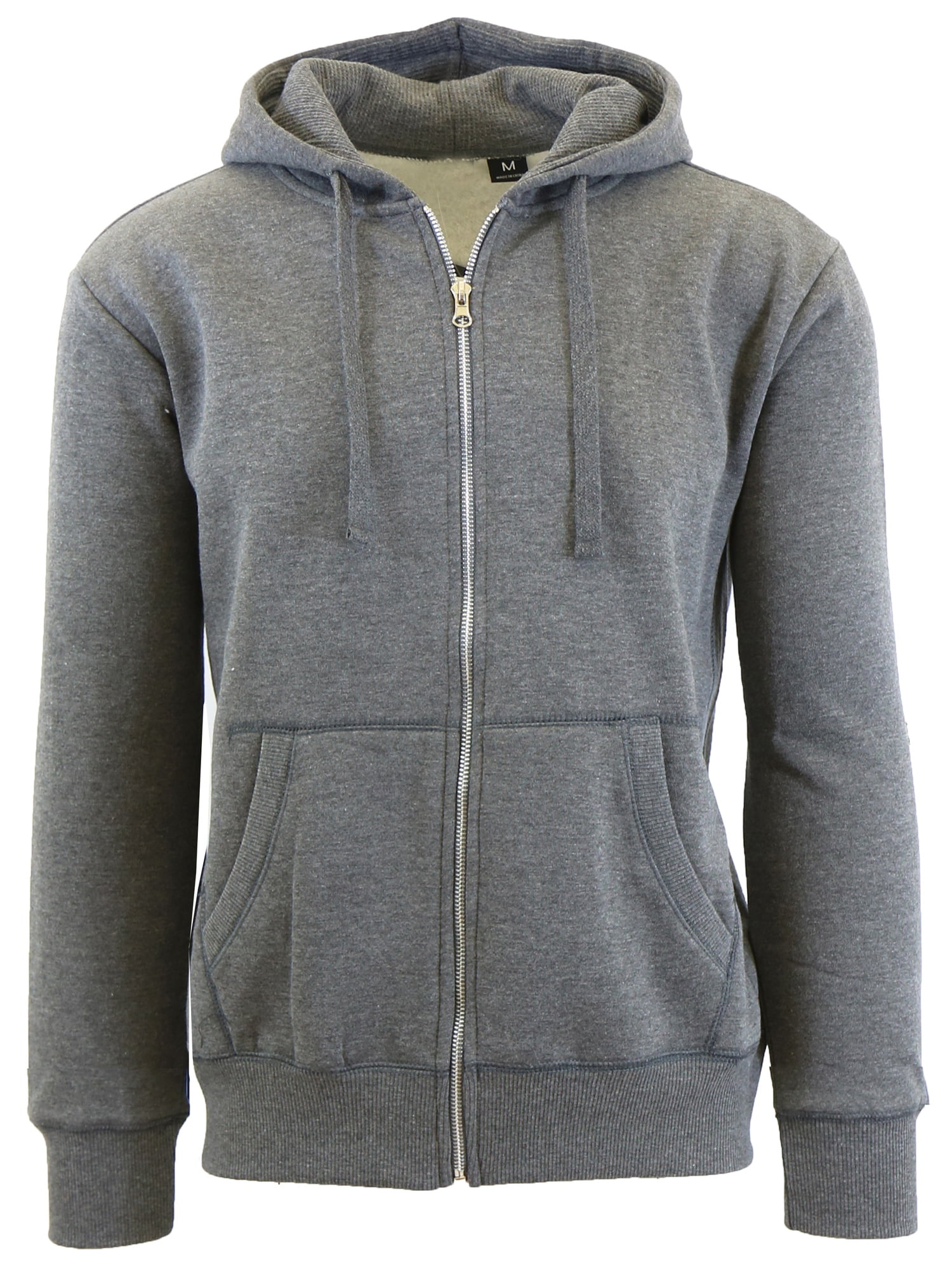 Mens Fleece Hoodie With Thermal Lined Hood Slim Fit Zip-Up Sweater ...