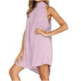thumbnail image 4 of IROINNID Sleeveless Round Neckline Dress For Women Fashion Summer Casual Halter Irregular Hem Dress Solid Color Short Halter Dress, 4 of 9