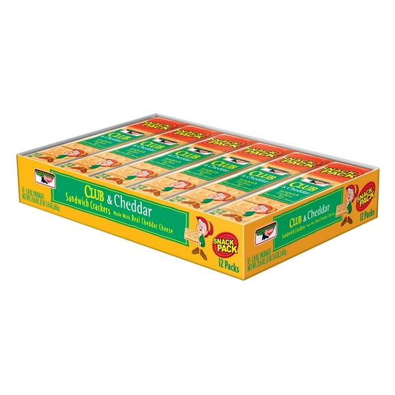Sandwich Cracker Club and Cheddar, 8 Cracker Snack Pack, 12/Box