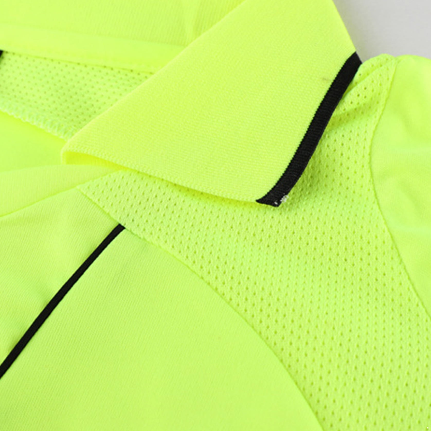 Manyakai Men Soccer Referee Athletic Uniform Soccer Competition Jersey And Shorts Set with Pockets Fluorescent Green L
