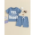 thumbnail image 2 of Bagilaanoe 2pcs Toddler Baby Boy Shorts Set Short Sleeve Letter Print T Shirt Tops + Shorts 6M 12M 18M 24M 3T Kids Casual Summer Clothes, 2 of 7