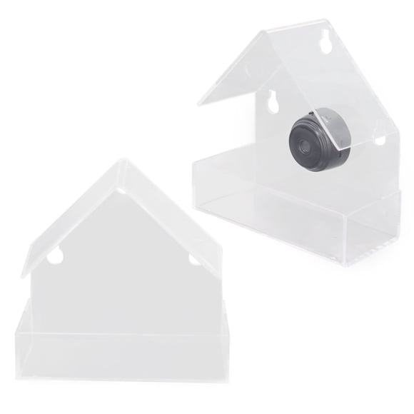 Mangeoire à Oiseaux Intelligente avec Caméra, Transparente 720HD 170 Degrés Grand Angle avec Microphone Connexion à Distance 200mAh avec Ventouses Puissantes pour Extérieur