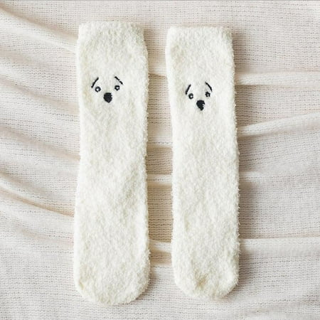 

Haykey Winter Socks for Women Fashion Keep Warm Women Fashion Solid Color Animal Embroidery Thick Socks