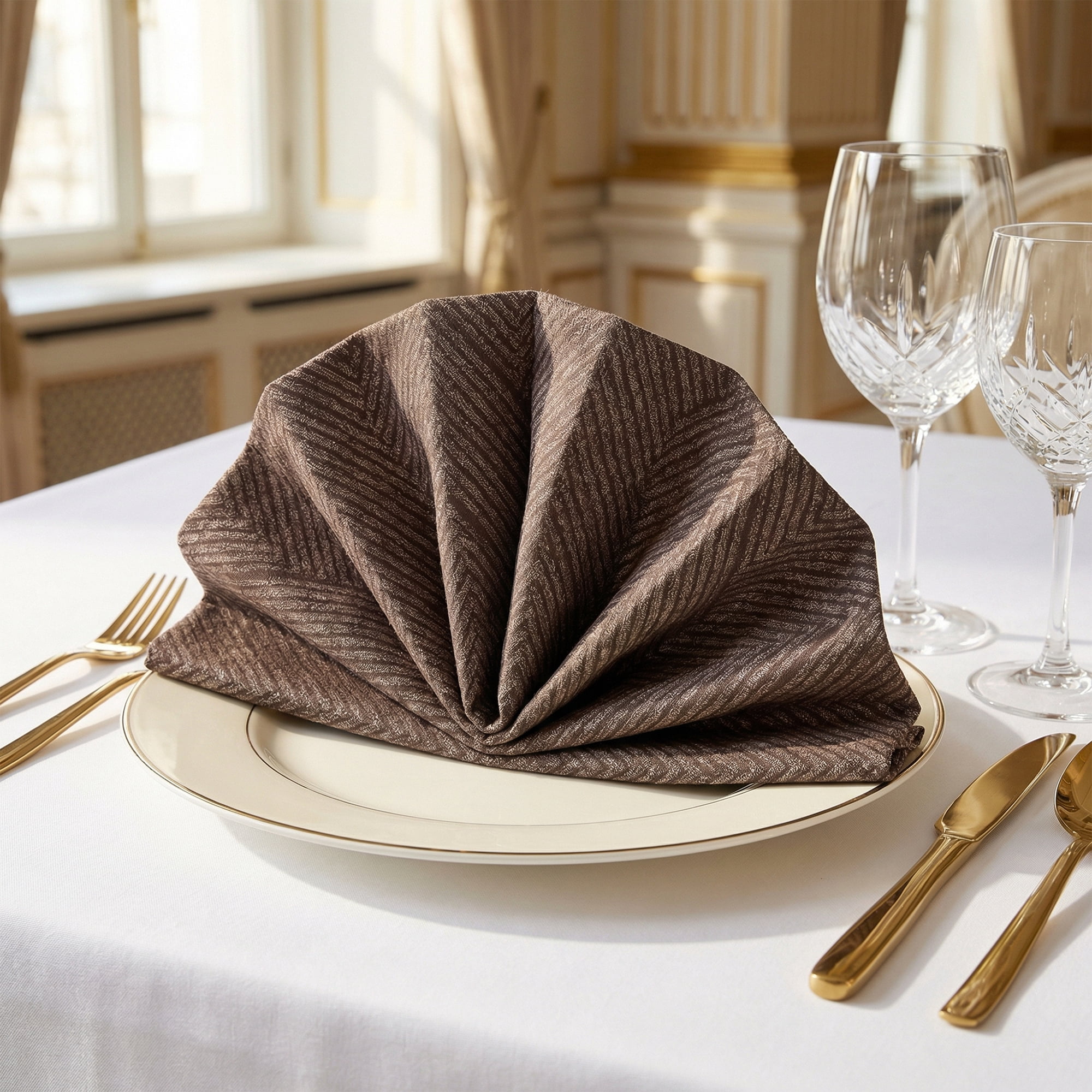 Unique Bargains 6 Pack Cotton Washable Reusable Dinner Napkins for Events Brown 18"x18"