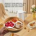 thumbnail image 6 of Round Serving Bamboo Wooden Tray for Dinner Trays Tea Bar Breakfast Food Container Handle Storage 1, 6 of 8