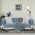 thumbnail image 3 of GLORY SEASON Throw Pillow Covers Set of 2 French Village Printed Linen Fabric Square Pillow Cases Retro Ruffle Flounces Trim 18 x 18 In, 3 of 8