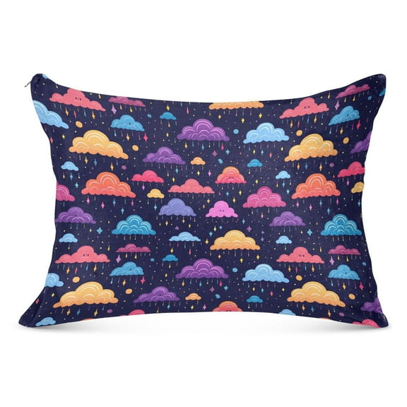 Colorful Cartoon Clouds Plush Pillow Cases Standard Size Ultra Soft Warm Pillowcases with Zipper 20"x26"
