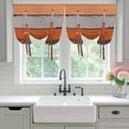 thumbnail image 5 of Tie Up Curtains for Windows Orange Wood Grain Valance Adjustable Balloon Curtain Rustic Brown Wooden Stripe Tie Up Shades for Kitchen Living Room Bedroom Privacy Curtain Drape 34x45 Inch, 5 of 9