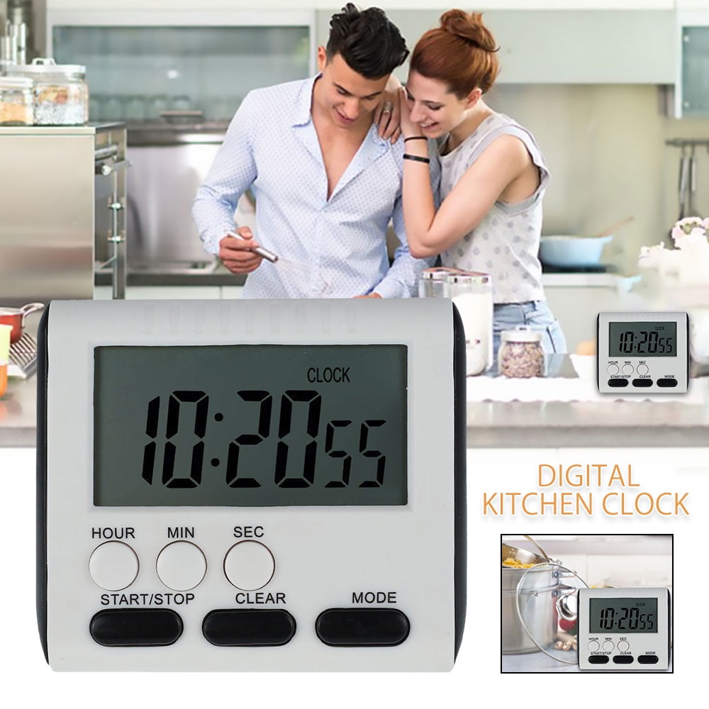 NInE-ROnG 2-Channel Countdown Countup Timer with 12H/24H Clock Kitchen  Magnetic Timer Digital Minute/Second Timer Desk Clock Electric Clock  Stopwatch