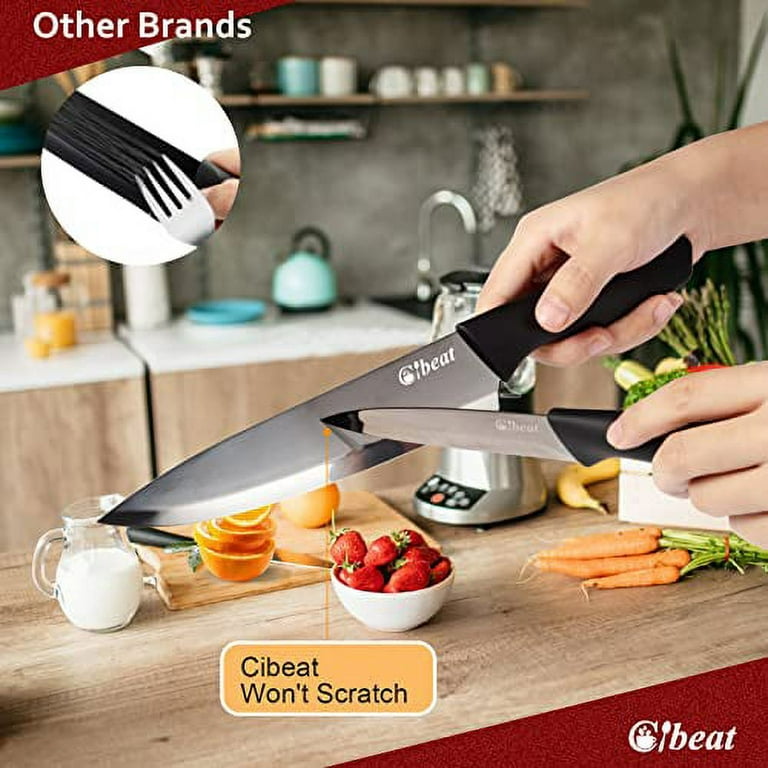 6 Piece Metallic Knife Set With Case, Sharp Kitchen Knife Set Professional,  Dishwasher Safe Stainless Steel Knives Set For Cooking, Black - Scratch  Resistant & Rust Proof