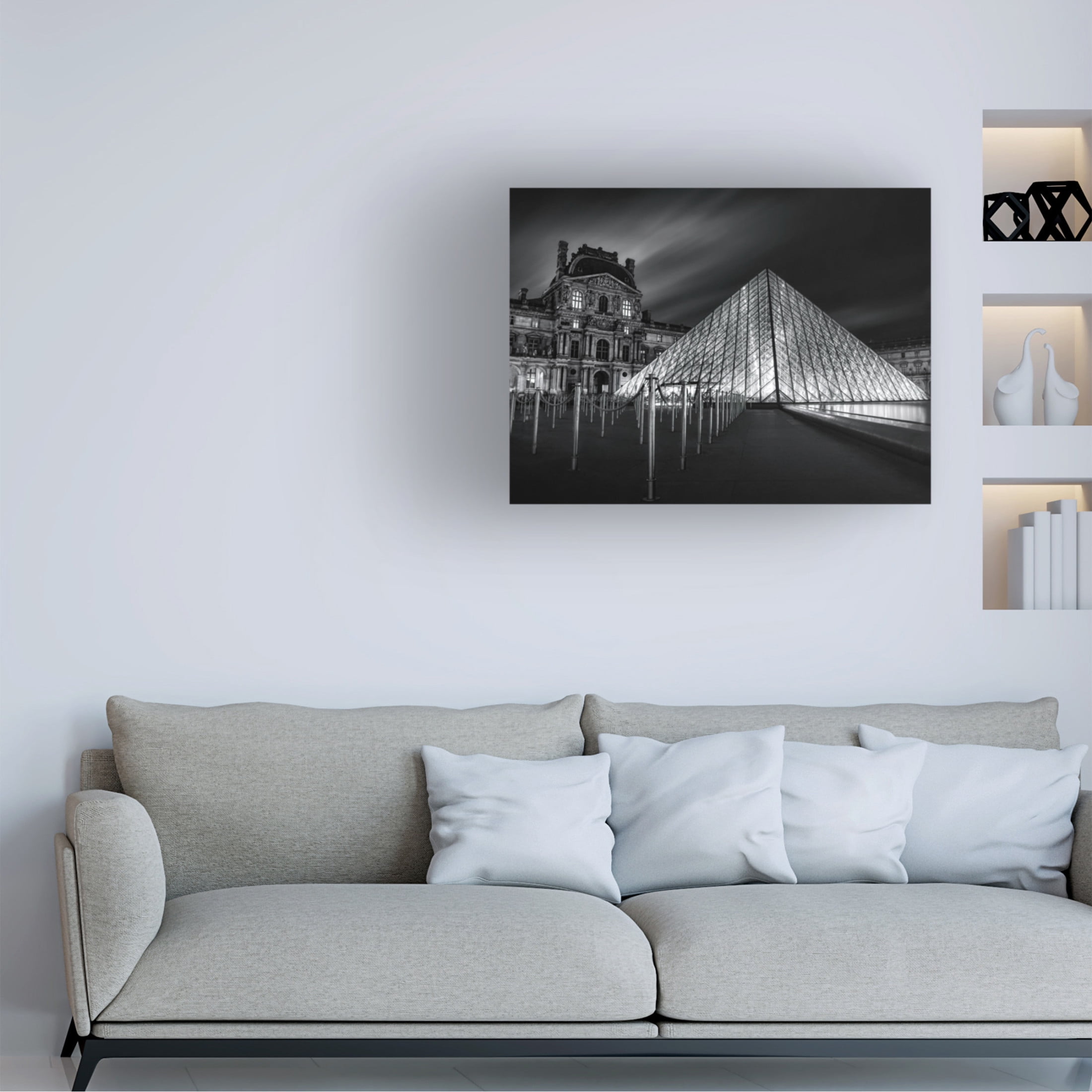 Trademark Fine Art Catherine W Louvre at Night Canvas Wall Art