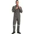 thumbnail image 3 of MSemis Men's 100% Cotton Work Overalls Reflective Strips Jumpsuit Dustproof Dungarees Coveralls Grey 6XL/200, 3 of 7