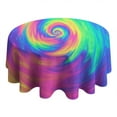 thumbnail image 4 of Rainbow Tie Dye Spiral Pattern Round Tablecloth 60"x60",Wrinkle Wipeable Table Cloth for Kitchen Dining Room Picnic Patio Party, 4 of 6