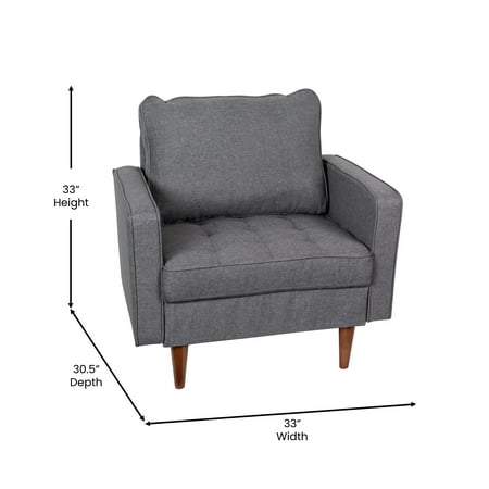 Alamont Home - Compact Upholstered Tufted Chair with Wooden Legs - Dark Gray