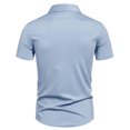 thumbnail image 4 of pstuiky camisetas de hombre, Camisa informal de negocios de color liso con solapa y botones de manga corta para hombre camisetas de hombre xxl, 4 of 6