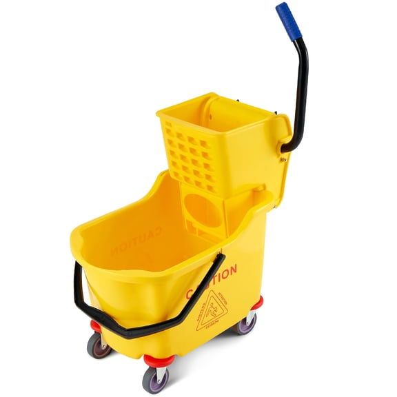 Commercial Mop Bucket with Side-Press Wringer, 35 Quart, Wheels, Floor Cleaning for Kitchens, Restaurants & Janitorial Use