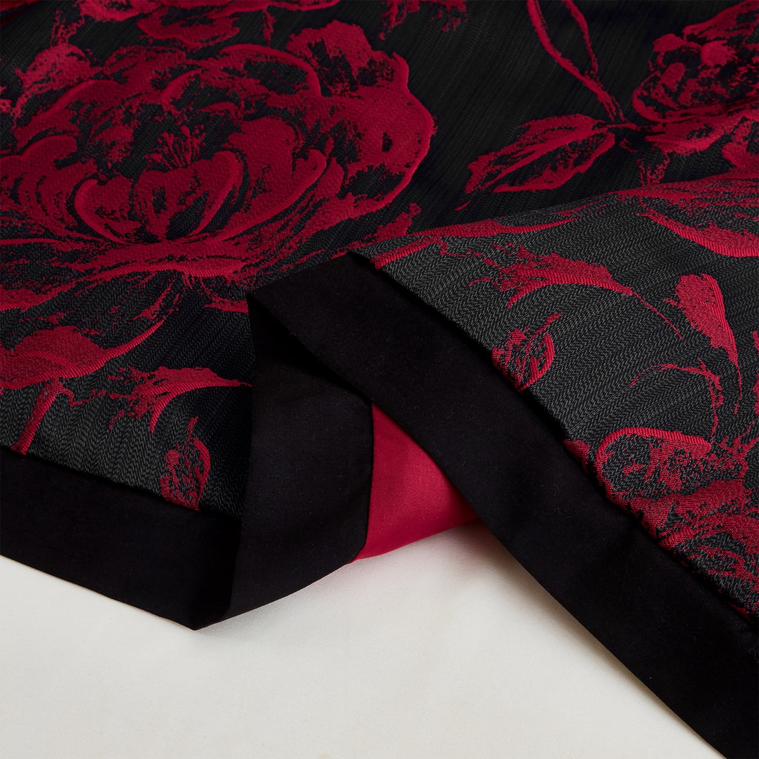 7-Piece King Comforter & Curtain Set, Burgundy Floral Patchwork