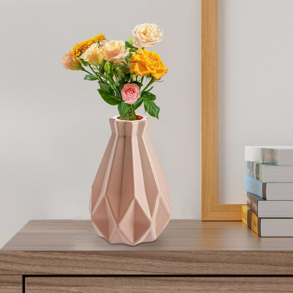Drop Resistant Plastic Vase Hydroponic Flower Planter for Living Room Decor, Imitation Ceramic Home Decoration Centerpiece