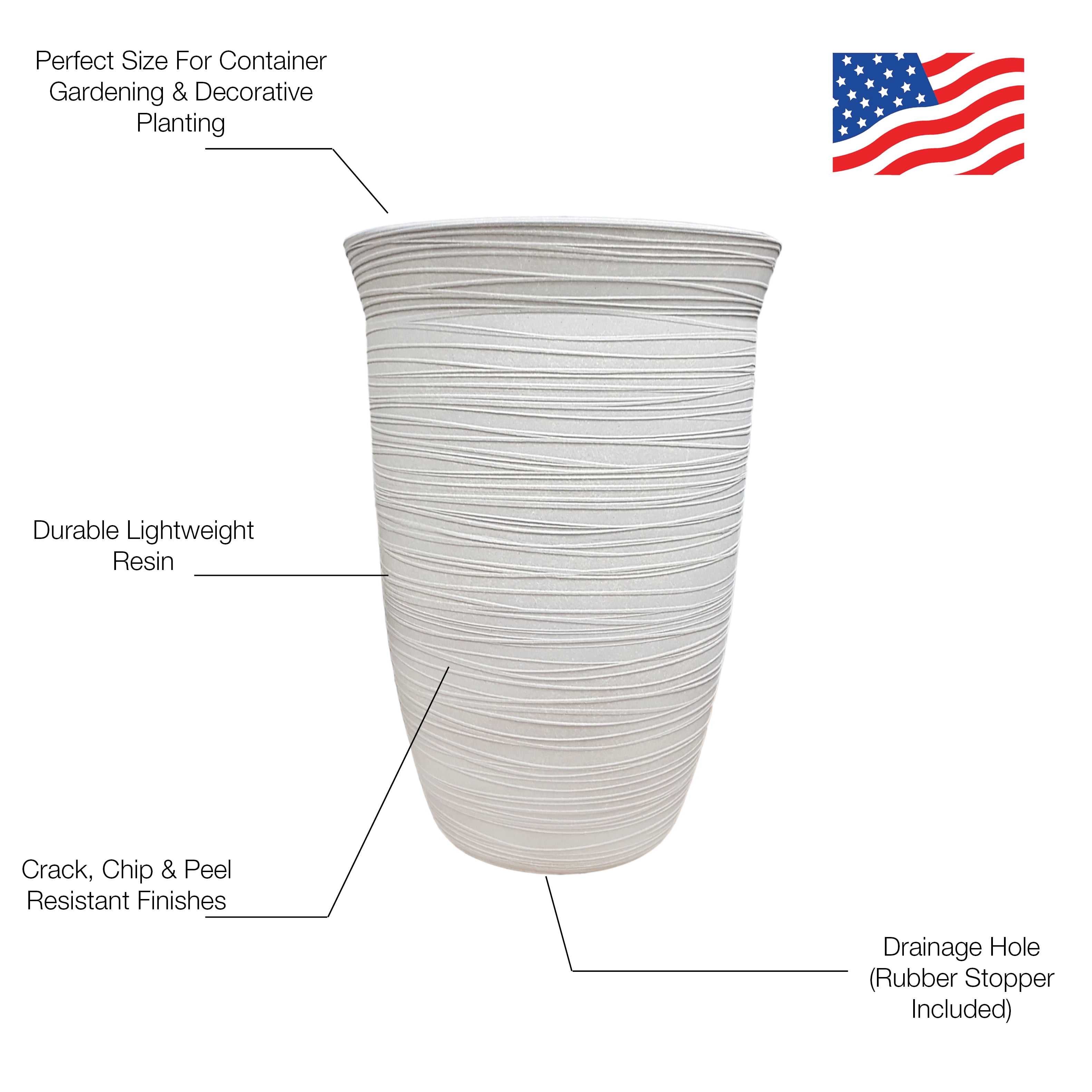 Better Homes & Gardens Terrence 15 Inch Resin Vase, Cement