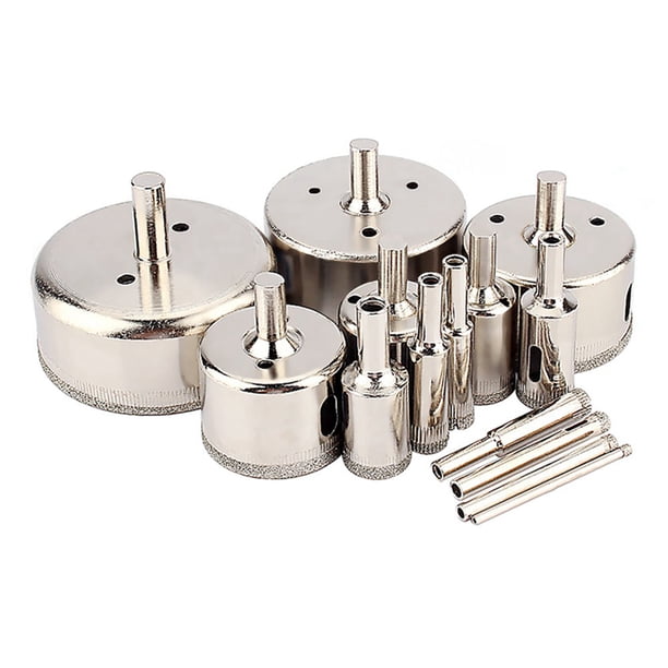 Broca para sierra perforadora de vidrio, 14 piezas/juego de herramientas de hardware recubiertas de diamante de 3 a 70 mm, abridor de orificios para vidrio confiable y duradero
