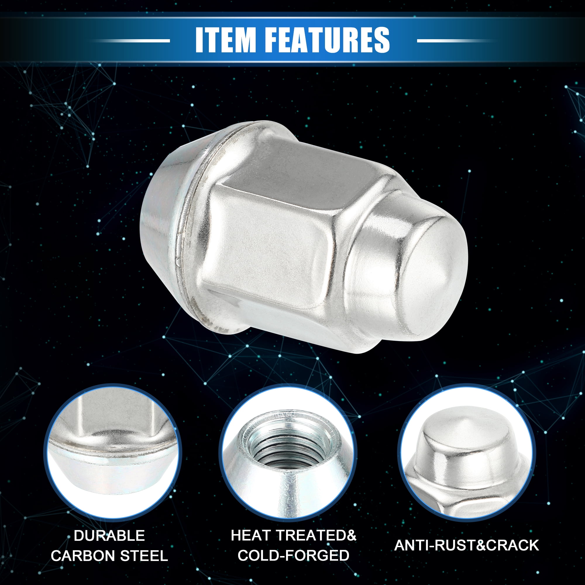 Unique Bargains 20 Pcs M12 x 1.5 Wheel Lug Nuts for Chevrolet Malibu Impala for Buick Encore Silver Tone Tire Lugnuts