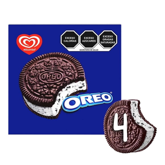 Sandwich de helado Holanda Mordisko Oreo 4 pzas 105 ml c/u