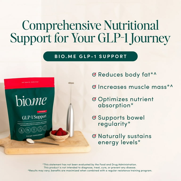 is bioma a glp 1 supplement Bio.me GLP-1 Support Multi-Benefit Powder for Gut & Full Body Wellness,  Raspberry – 14 Servings (13.3 oz)
